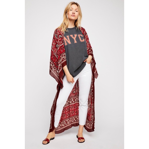 Free People Tops - Free People Eternal Flame Maxi Kimono Red